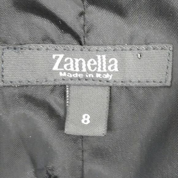 Zanella Shana Blazer Black Out Ink Blot Fitted Single Breasted Black White Sz 8 - Picture 3 of 11
